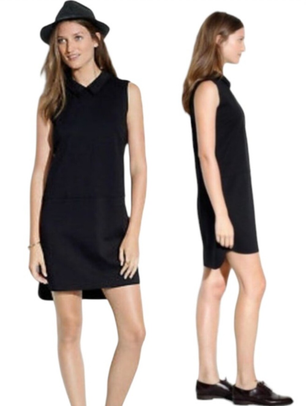 Madewell Shirttail Shift Dress Peter Pan Collar Raw Edge
